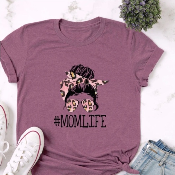 NWT•L•”MOMLIFE” LITTLE BIT OF SHADE & LEOPARD TOP•NEW - Picture 1 of 11